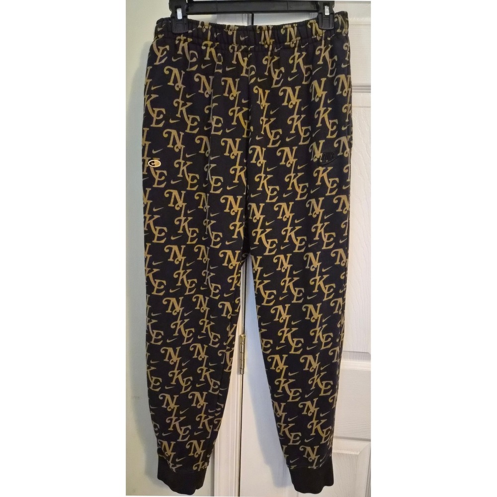 Nike Sportswear Men's Brown Gold Monogram All Over Print Fleece Jogger Pants M